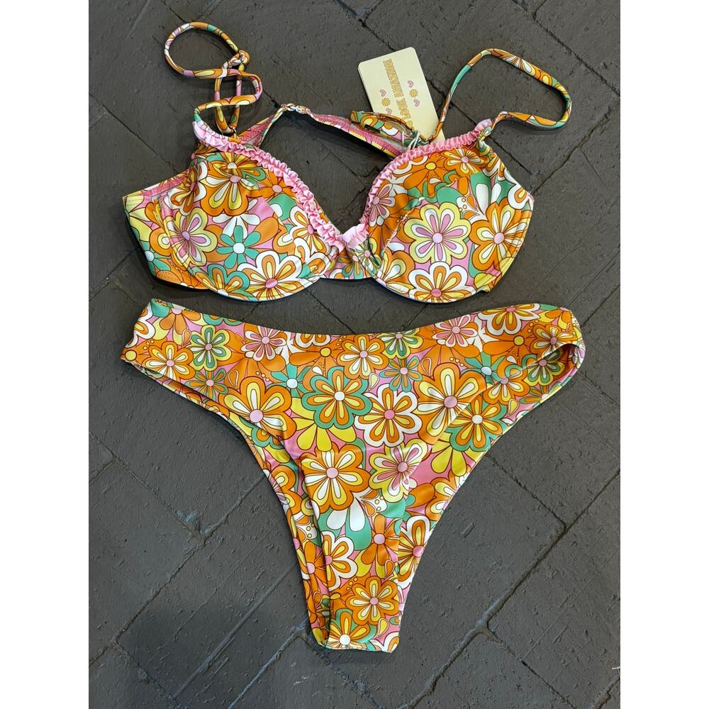 Aurelle Swim Bikini Set Floral Size Medium NWT